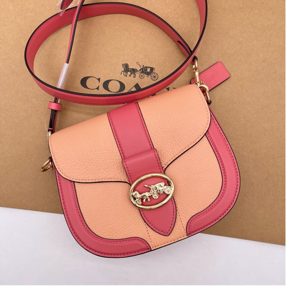 Coach Georgie Saddle Crossbody Bag In Colorblock Leather - Picture 1 of 16